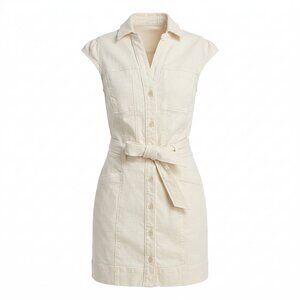 Paige Jaxsyn Belted Dress Cream Hybrid Floral Print Midi Dress